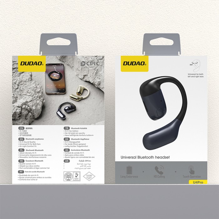 Dudao U4Pro Bluetooth Over-Ear Headphone, Universal for Both Ears - Black