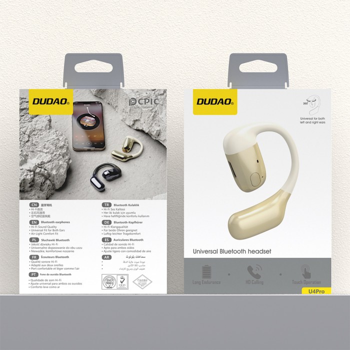 Dudao U4Pro Bluetooth universal over-ear headset for both ears - beige and gold