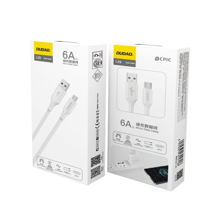 Dudao L2SM USB-A / micro USB 6A cable 1.2 m - white