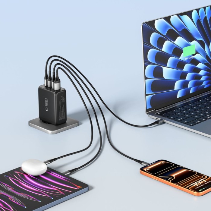 Tech-Protect NC200W-GaN 4-Port 200W Wall Charger - Black