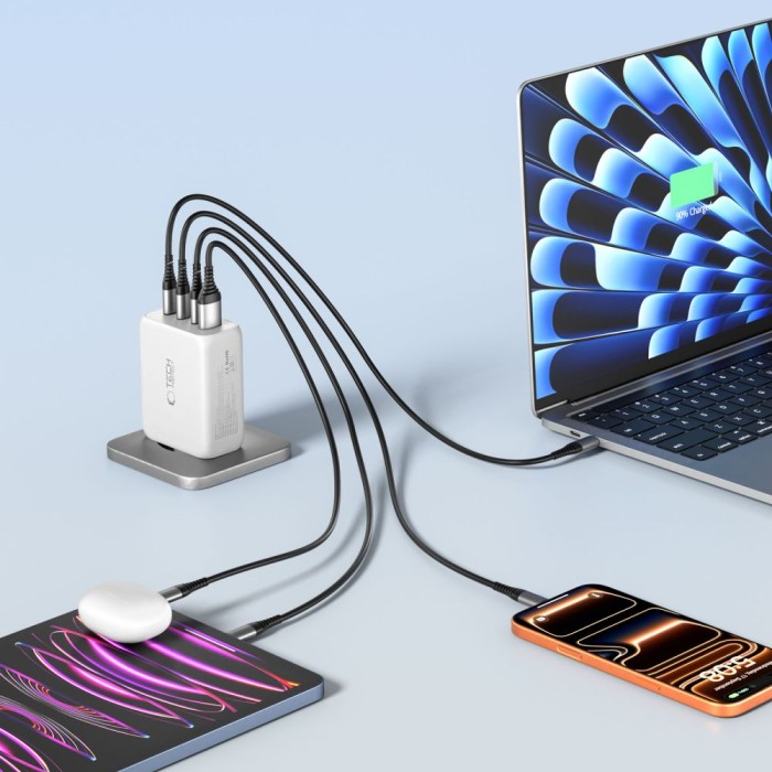 Tech-Protect NC200W-GaN 4-Port 200W Wall Charger - White