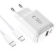 Tech-Protect NCA45W-GAN 2-Port 45W Wall Charger with USB-C Cable - White
