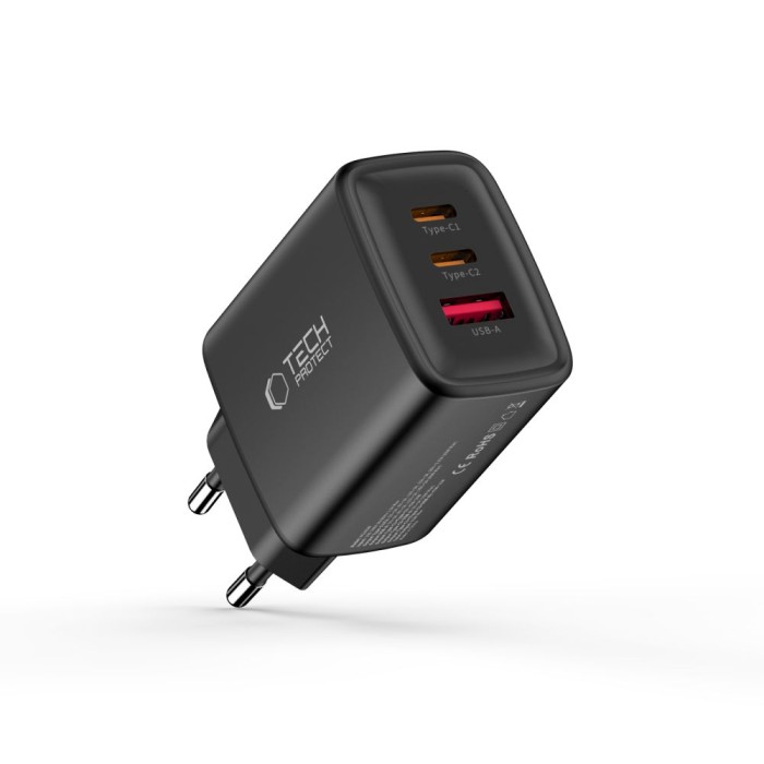 Tech-Protect NCA65W-GAN 3-Port 65W Wall Charger - Black