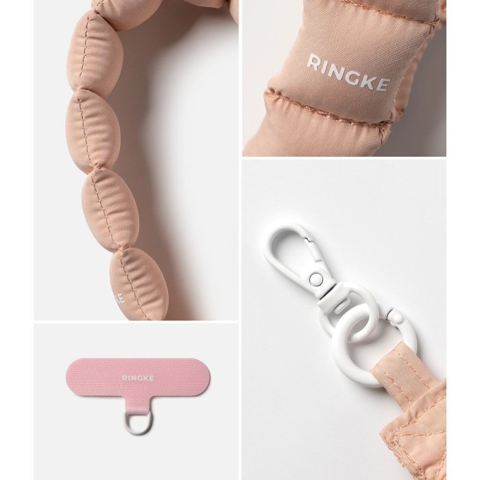 Ringke Holder &amp;amp; Puffer Hand Strap Phone Lanyard - Pink