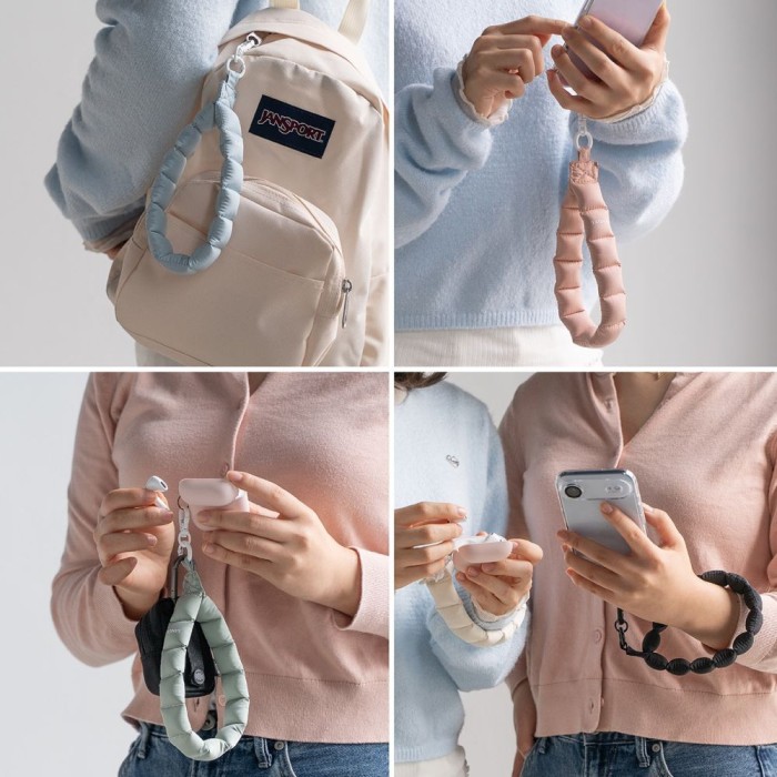 Ringke Holder &amp;amp; Puffer Hand Strap Phone Lanyard - Pink