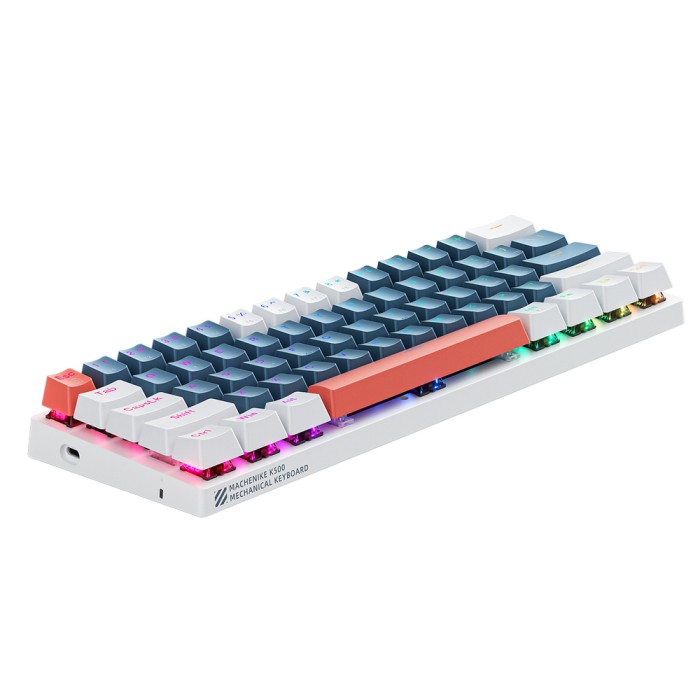 Machenike K500-B61 Wired Mechanical Gaming Keyboard with Backlight Brown Switch - Blue and White
