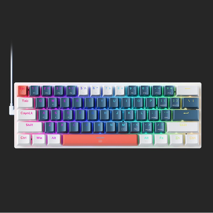 Machenike K500-B61 Wired Mechanical Gaming Keyboard with Backlight Brown Switch - Blue and White