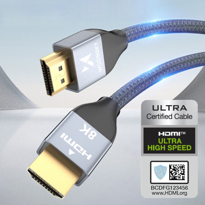 Wozinsky HDMI 2.1 Cable 8K 60 Hz 48 Gbps / 4K 120 Hz / 2K 144 Hz 3 m Silver (WHDMI-30)