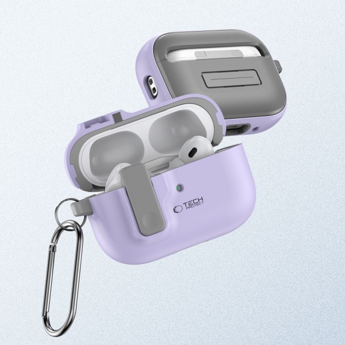 Tech-Protect Slim Hook Case with Carabiner for Apple AirPods Pro 1 / 2 - Purple