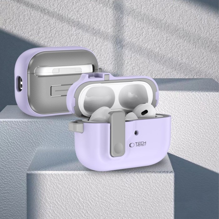 Tech-Protect Slim Hook Case with Carabiner for Apple AirPods Pro 1 / 2 - Purple