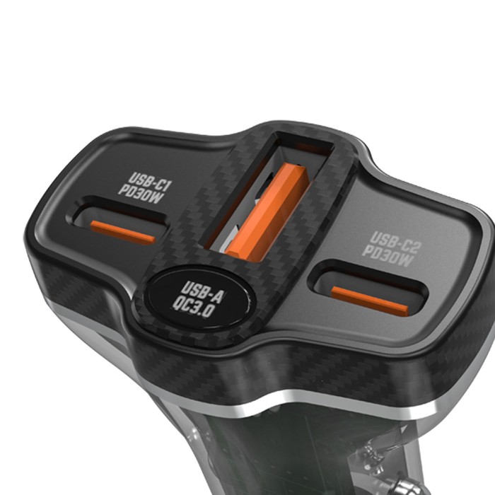 Dudao R78 78W Car Charger USB-C PD / 2xUSB-A QC - Black