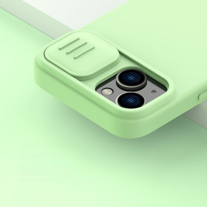 Nillkin CamShield Magnetic Silicone Case iPhone 14 Plus Magnetic MagSafe Cover with Camera Protector Blue