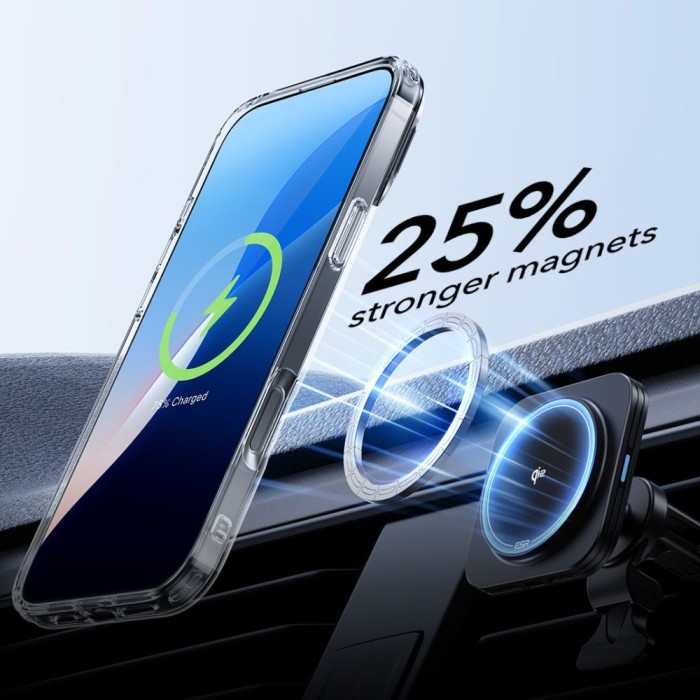 ESR Classic Hybrid Kickstand Halolock MagSafe Case Set + Tempered Glass for iPhone 16 PLUS - Clear