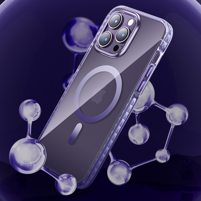 Kingxbar PQY Ice Crystal Series magnetic case for iPhone 14 Plus MagSafe silver