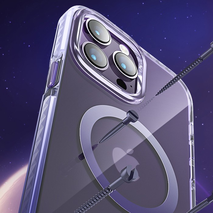 Kingxbar PQY Ice Crystal Series magnetic case for iPhone 14 Plus MagSafe silver