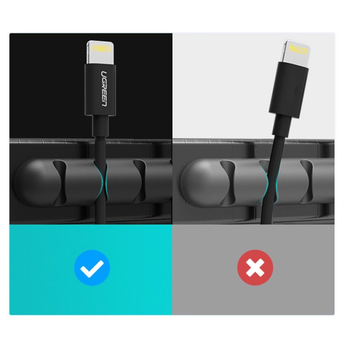 Ugreen LP114 self-adhesive cable organizer for 7 cables - black