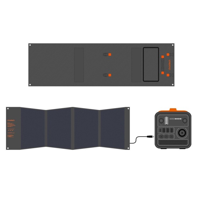 Choetech SC008-V2 solar charger foldable 120W 1x USB-C 1x USB-A - black