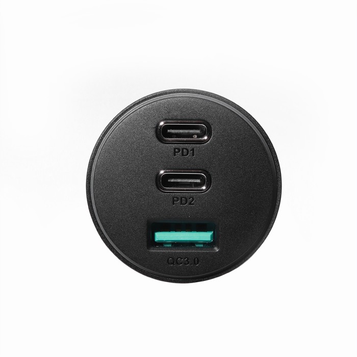 Joyroom 70W car charger with 3 ports: USB, 2 x USB C black (JR-CL26)