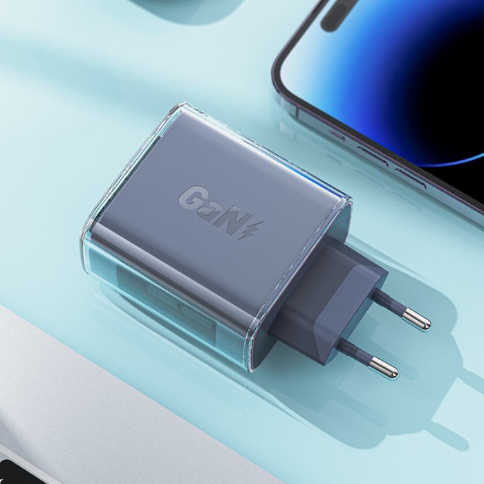Acefast GaN charger 65W 3 ports (1xUSB, 2xUSB C) green (A45)