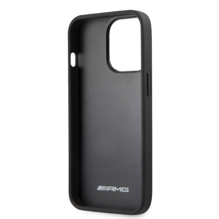 AMG AMHCP13LOSDBK iPhone 13 Pro / 13 6.1" black/black hardcase Leather Curved Lines