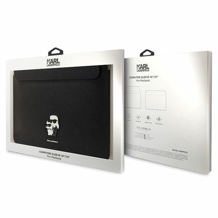 Karl Lagerfeld Saffiano Karl&amp;amp;Choupette case for a 14" laptop - black