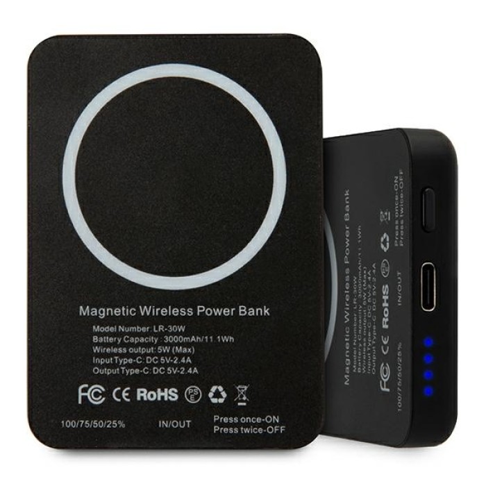 Karl Lagerfeld 3000mAh Inductive Powerbank with MagSafe - Black