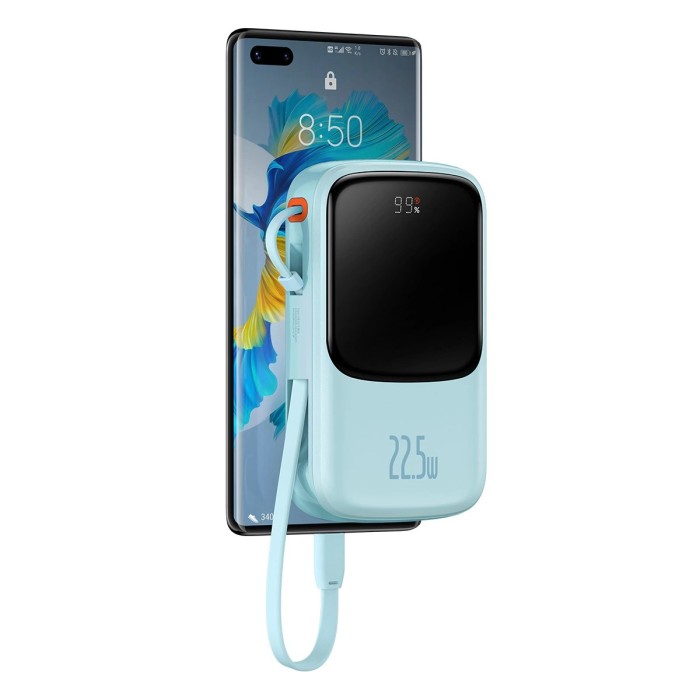Baseus Qpow powerbank 10000mAh built-in USB Type-C cable 22.5W Quick Charge SCP AFC FCP blue (PPQD020103)