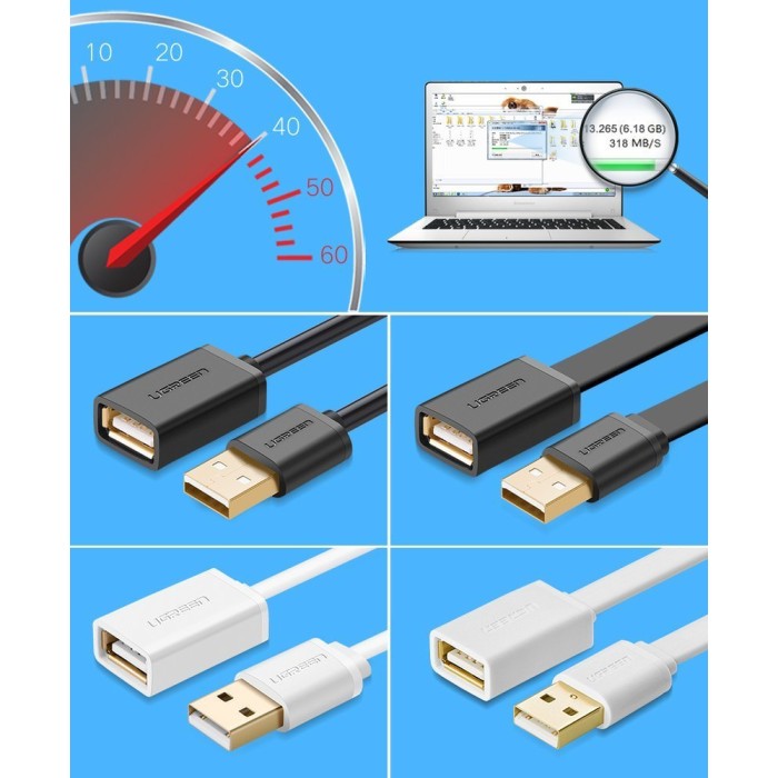 Ugreen cable adapter USB (female) - USB (male) 2m black (10316)