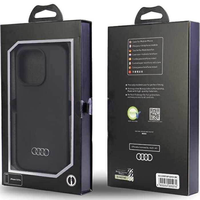 Audi Silicone Case iPhone 14 Pro 6.1" black/black hardcase AU-LSRIP14P-Q3/D1-BK