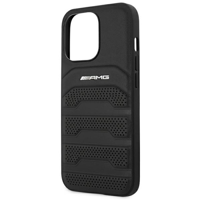 AMG AMHCP14LGSEBK iPhone 14 Pro 6.1 "black / black hardcase Leather Debossed Lines