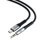 3mk AUX minijack 3.5 mm / USB-C cable - silver