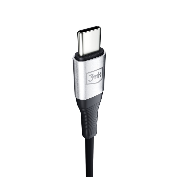 3mk AUX minijack 3.5 mm / USB-C cable - silver