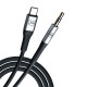 3mk AUX minijack 3.5 mm / USB-C cable - silver