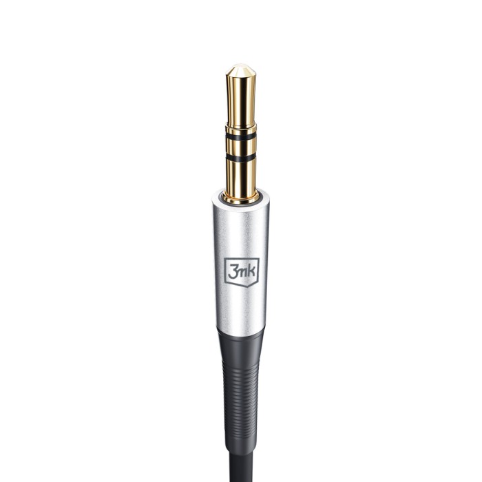 3mk AUX minijack 3.5 mm / USB-C cable - silver