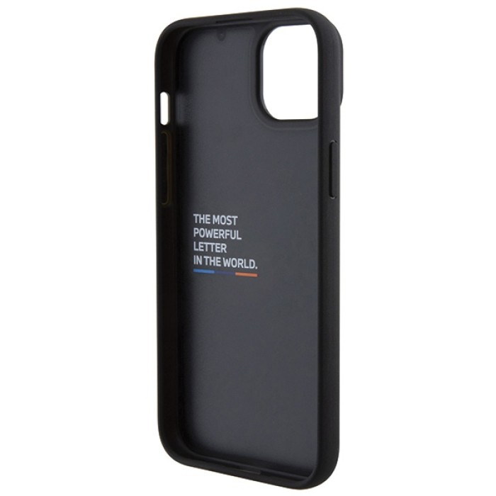BMW BMHCP15M22PTDK iPhone 15 Plus 6.7" black/black Leather Stamp Tricolor