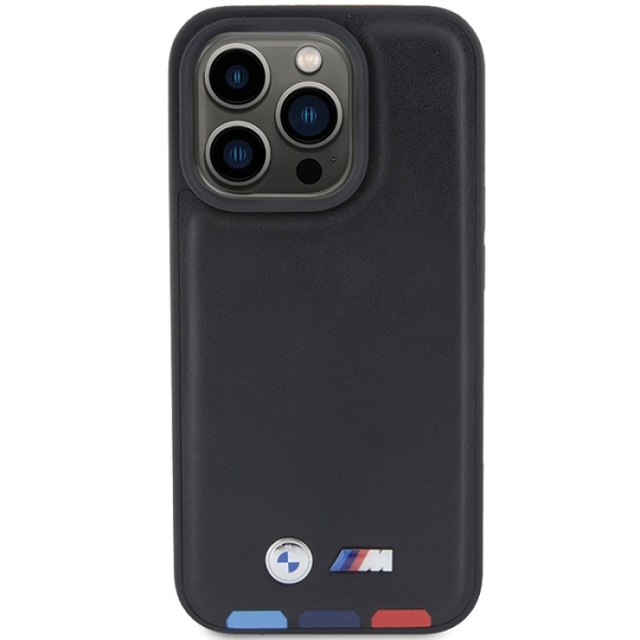 BMW BMHCP15L22PTDK iPhone 15 Pro 6.1" black/black Leather Stamp Tricolor