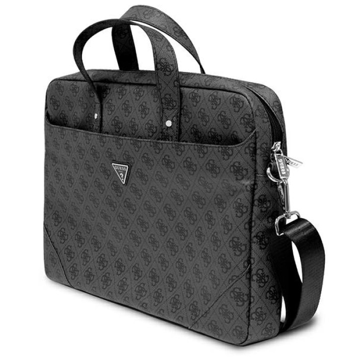 Guess Saffiano 4G Triangle Logo bag for a 16&amp;#39;&amp;#39; laptop - black