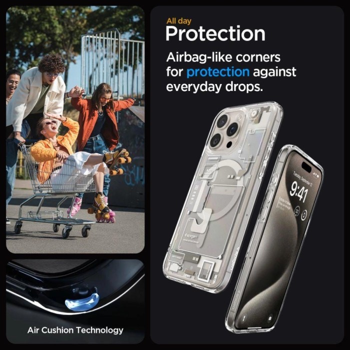 Spigen Ultra Hybrid Mag Case with MagSafe for iPhone 15 Pro Max - Natural Titanium (Zero One Pattern)