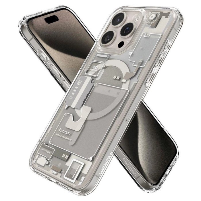 Spigen Ultra Hybrid Mag Case with MagSafe for iPhone 15 Pro Max - Natural Titanium (Zero One Pattern)