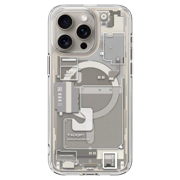 Spigen Ultra Hybrid Mag Case with MagSafe for iPhone 15 Pro Max - Natural Titanium (Zero One Pattern)