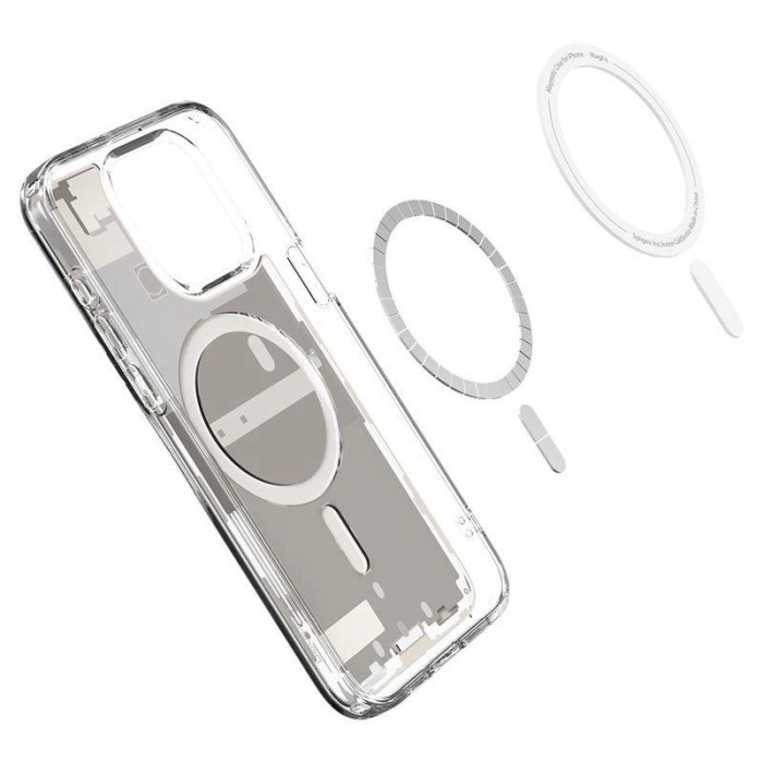 Spigen Ultra Hybrid Mag Case with MagSafe for iPhone 15 Pro Max - Natural Titanium (Zero One Pattern)