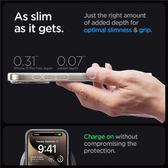 Spigen Ultra Hybrid Mag Case with MagSafe for iPhone 15 Pro Max - Natural Titanium (Zero One Pattern)