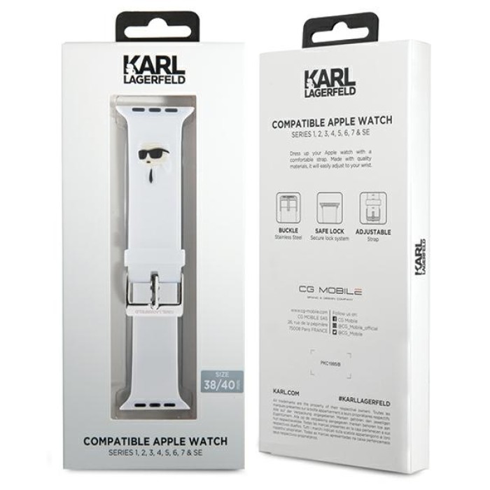Karl Lagerfeld 3D Rubber Karl Head strap for Apple Watch 38/40/41mm - white