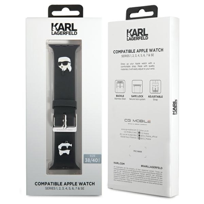 Karl Lagerfeld 3D Rubber Karl&amp;amp;Choupette Heads strap for Apple Watch 38/40/41mm - black