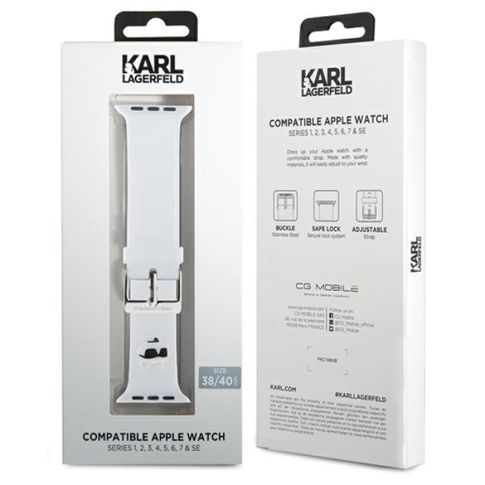 Karl Lagerfeld 3D Rubber Choupette Heads Strap for Apple Watch 38/40/41mm - White