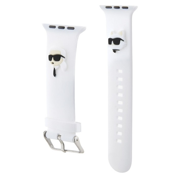 Karl Lagerfeld 3D Rubber Karl&amp;Choupette Heads strap for Apple Watch 38/40/41mm - white