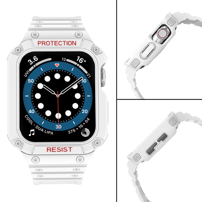 Protect Strap Band for Apple Watch 42/44/45mm Armored Case Strap - White