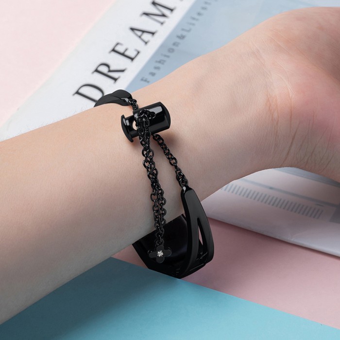 Metal bracelet for Xiaomi Mi Band 3 / 4 / 5 / 6 band strap - black