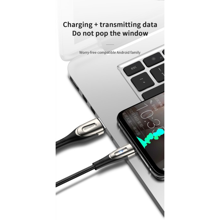 Joyroom Sharp Series S-M411 USB-A / micro USB 3A 2m Cable with Charging Indicator - Black