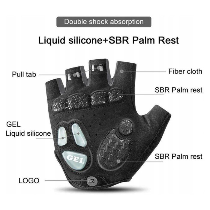Rockbros S169BGR XXL cycling gloves with gel inserts - gray